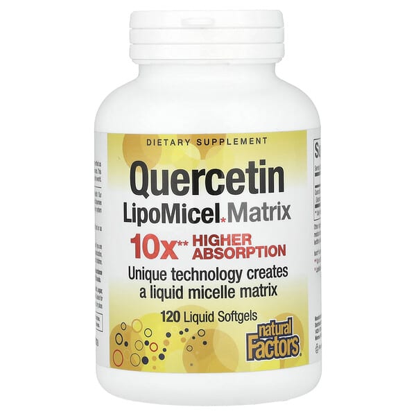 Natural Factors, Quercetin LipoMicel Matrix, 250 mg, 120 Liquid Softgels