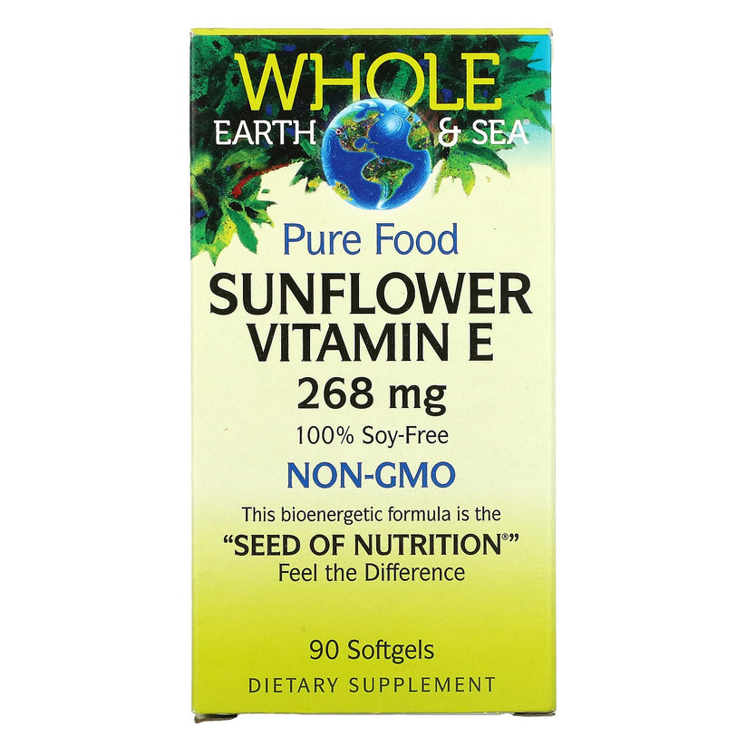 Natural Factors, Whole Earth & Sea, Sunflower Vitamin E 400 IU, 90 Softgels