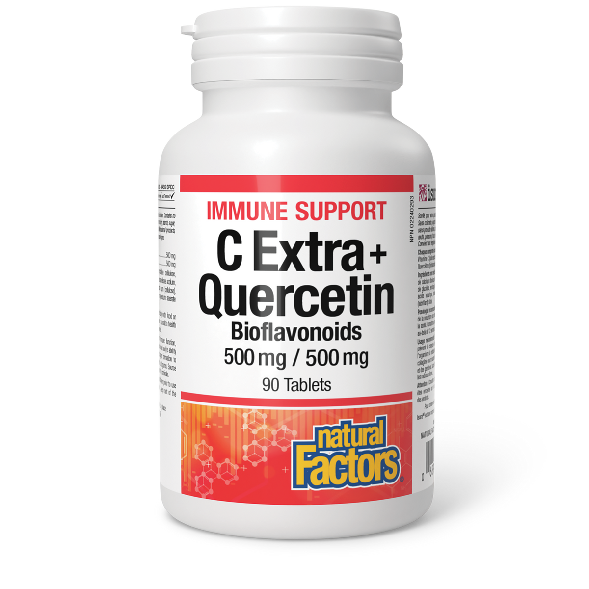 Natural Factors C Extra + Quercetin Bioflavonoids 500 mg/500 mg 90 Tablets