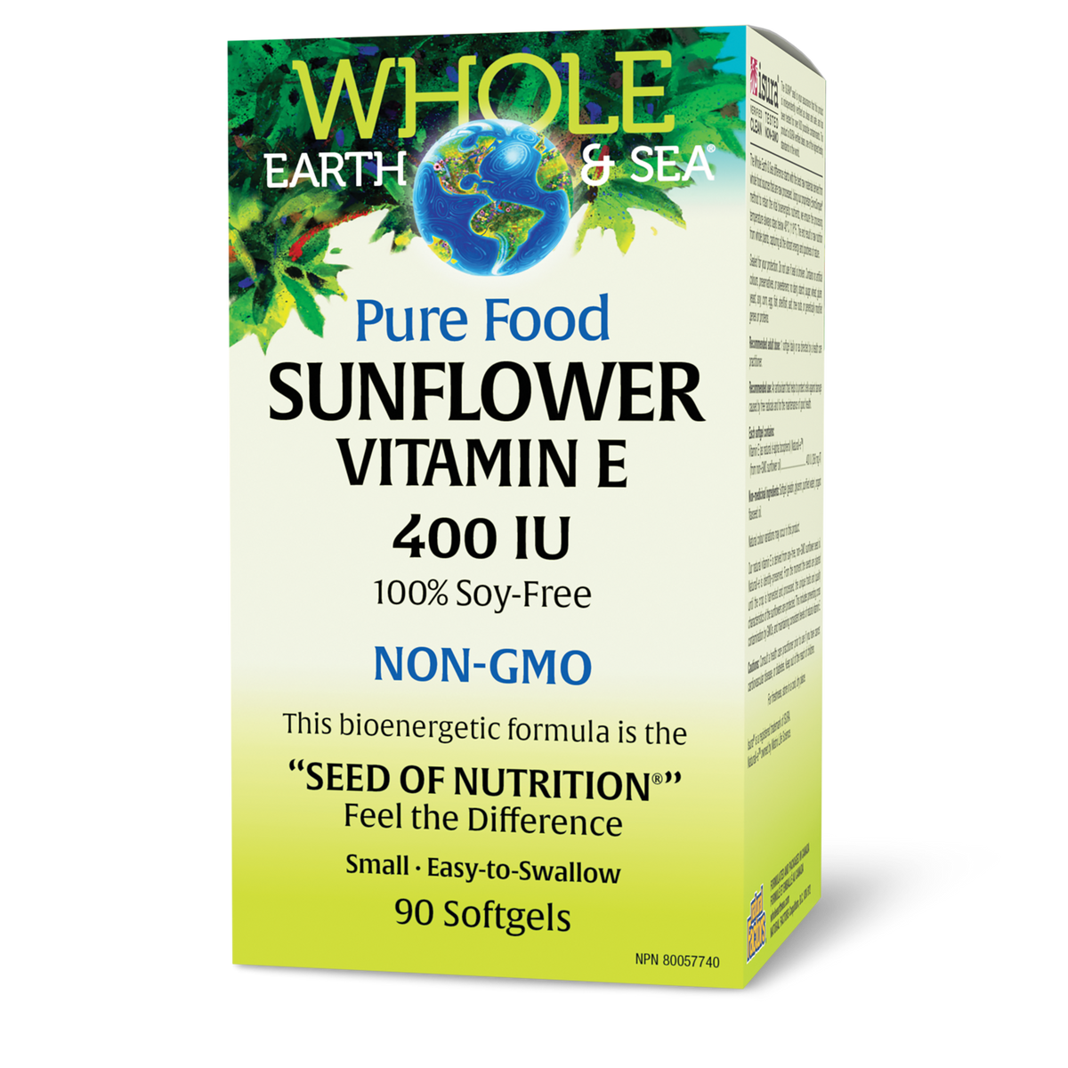 Natural Factors, Whole Earth & Sea, Sunflower Vitamin E 400 IU, 90 Softgels