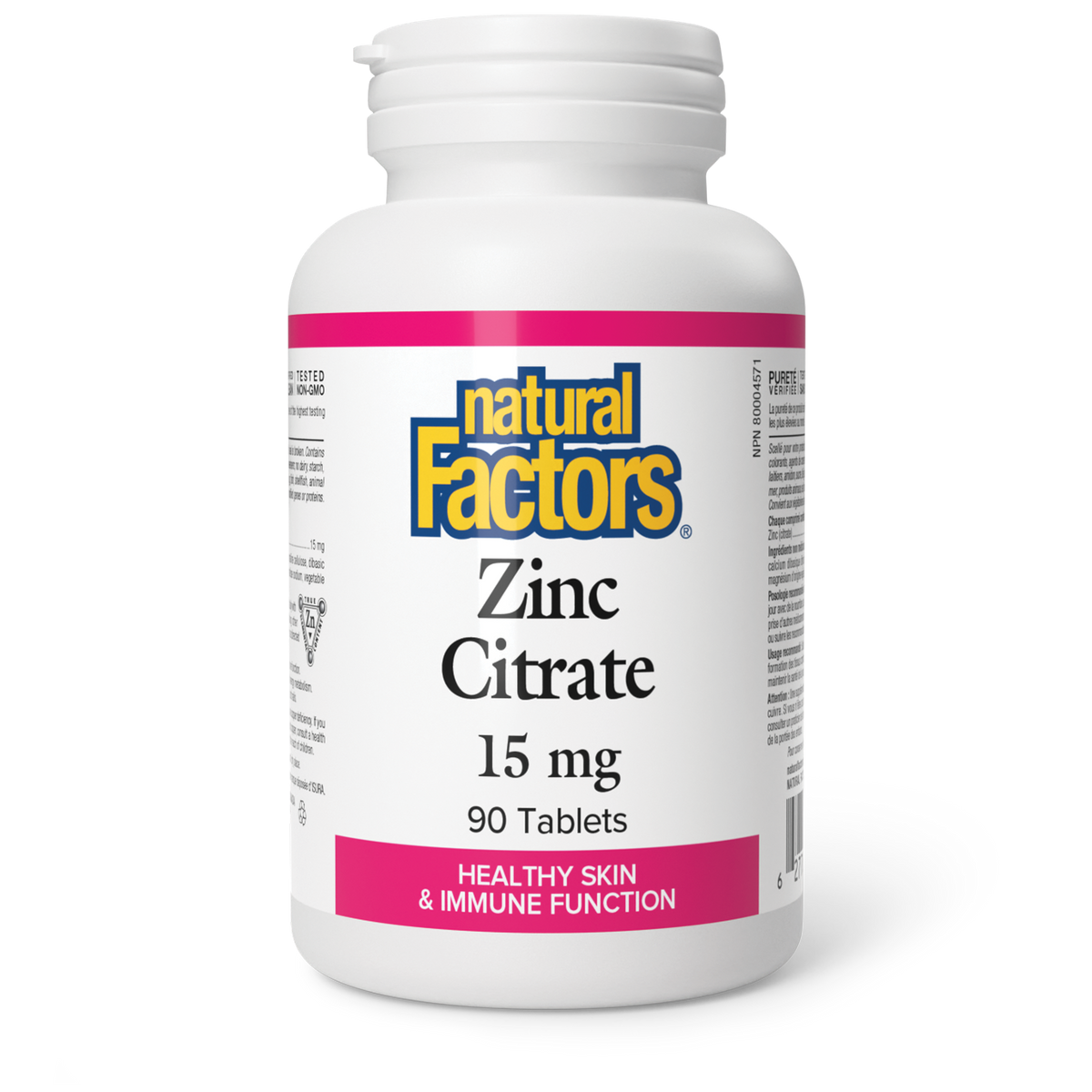 Natural Factors, Zinc Citrate, 15 mg, 90 Tablets