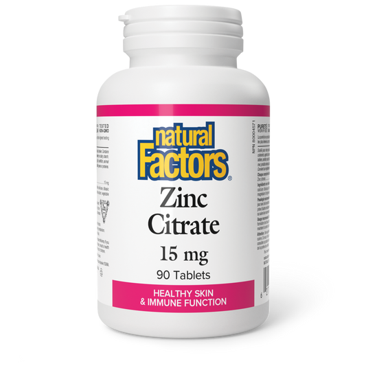 Natural Factors, Zinc Citrate, 15 mg, 90 Tablets
